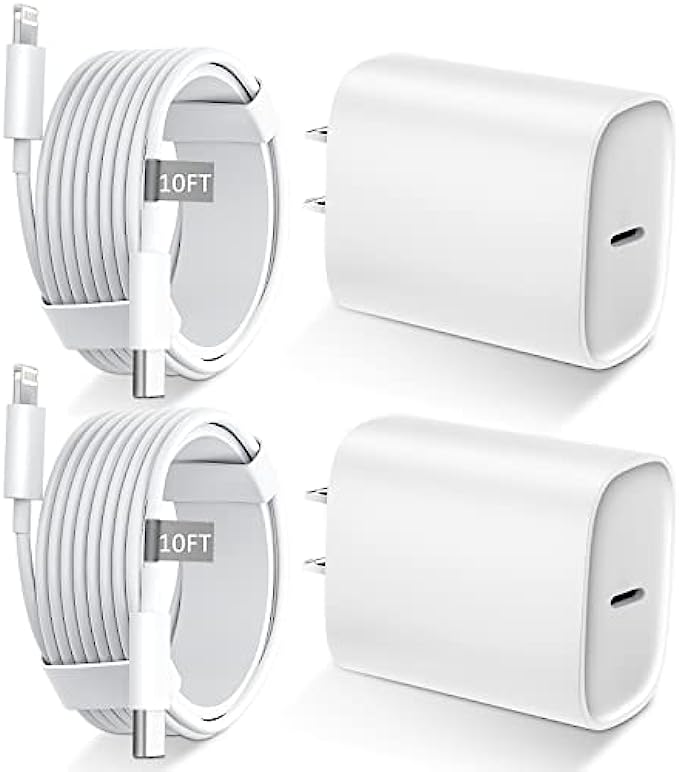iPhone 13 12 11 Fast Charger [MFi Certified],10FT Long Fast Charging Lightning Cable with 20W USB C Charger Block for iPhone13/13Pro Max/12/12 Pro Max/11/11Pro/XS/Max/XR/X/8Plus,iPad,2 Pack
