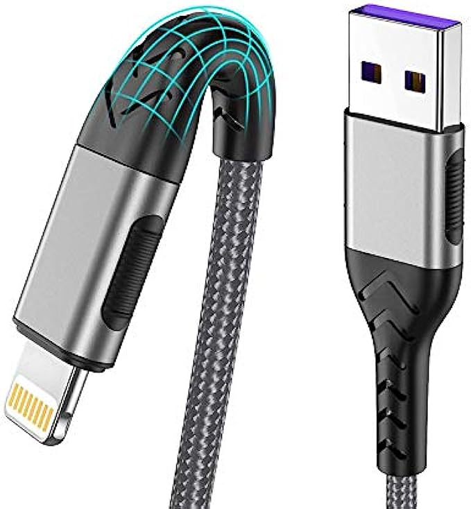 iPhone Charger, [MFi Certified] Durcord 3Pack 10FT USB A Cable for Long Lightning Charger Cable, Fast iPhone Charging Cord for iPhone Xs Max/XS/XR/X/8/7/6S/6/Plus/SE/iPad(Silver)