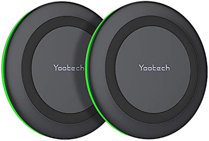 Yootech [2 Pack] Wireless Charger,10W Max Fast Wireless Charging Pad Compatible with iPhone 13/13 Pro/13 Mini/13 Pro Max/SE 2022/12/SE 2020/11/X/8,Samsung Galaxy S22/S21,AirPods Pro(No AC Adapter)
