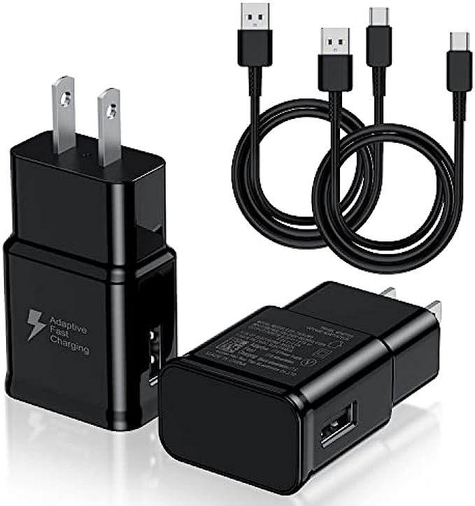 Type C Charger Fast Charging, 2 Pack USB C Android Phone Wall Charger Block &amp; 6ft Charge Cable Cord, for Samsung Galaxy S8 / S9 / S10 Plus Active S10e, S20 / S21 Ultra Plus, Note 8 9 10, Pixel 3 e