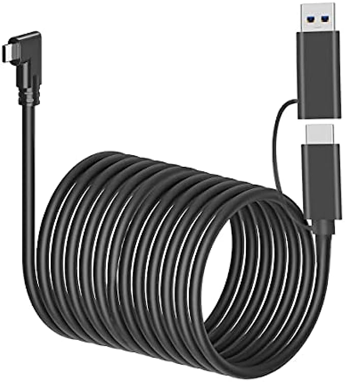 20FT Link Cable for Oculus Quest 2, VR Headset Cable for Oculus Quest 2 / Quest 1, High Speed Data Transfer Charging Cord for Gaming PC &amp; USB C Chargers Black (6m)
