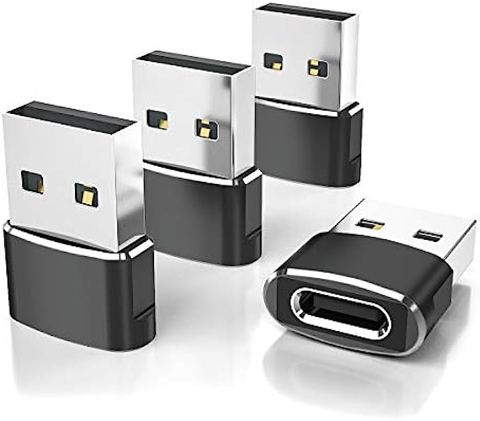Elebase USB C Female to USB A Male Adapter 4 Pack,Type C Charger Cable Connector for Apple Watch iWatch Series 7 SE,iPhone 11 12 13 Pro 14 Max Mini,Airpods,iPad 8 9 Air 5,Galaxy Note 10 20 S20 S21 S22