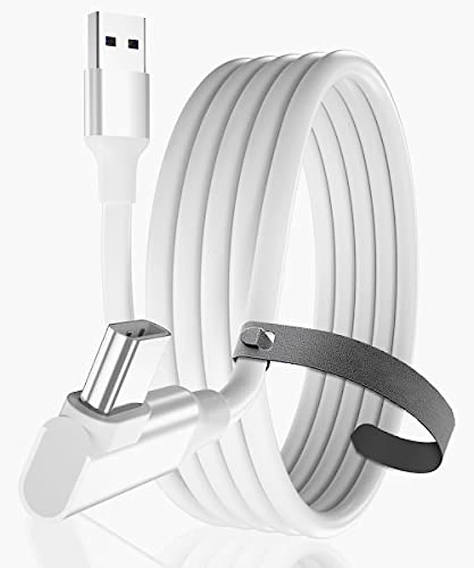 Basesailor Oculus Link Cable 16.5FT,USB A 3.0 to Type C 5Gbps VR Charging Charger Cord,Right-Angled USBC Connector Virtual Reality Headset PC Computer Gaming Wire for Meta Oculus Quest 1 2,16 15 Long