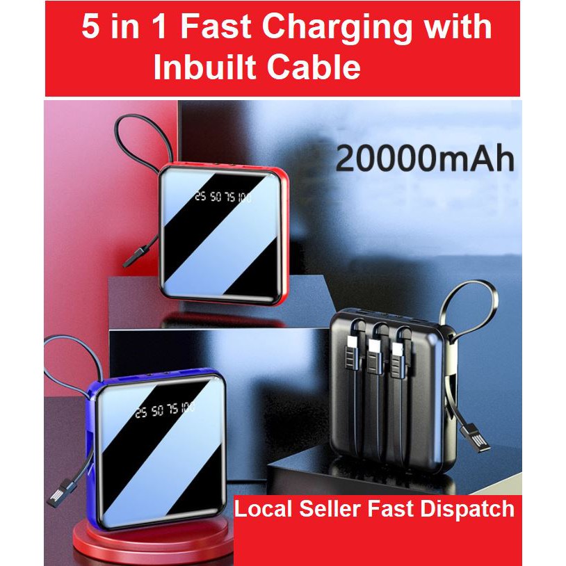 Fast Charging Power Bank Cable Powerbank 20000 Mah 5 in 1