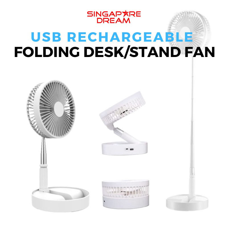 Portable Folding Fan Foldable Height Adjustable Tripod 7200mAh Mini USB Rechargeable Operated Fan