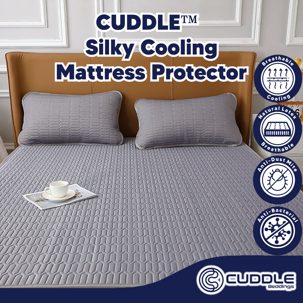 Cuddle™ Silky Cooling Mattress Protector /Cool Lyocell Fabric /Latex Layer/ Anti Bacteria/ Anti Dust Mite