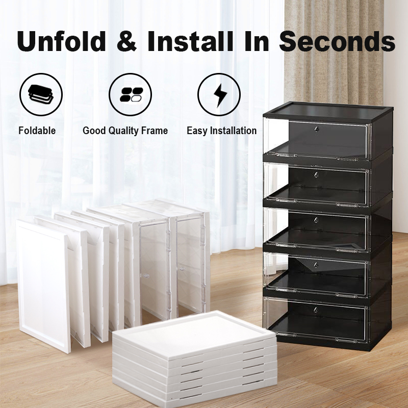 Shoe Rack Box Shoe Cabinet Acrylic Easy Installation Folding Shoes Organizer Shoe Box Storage Stackable