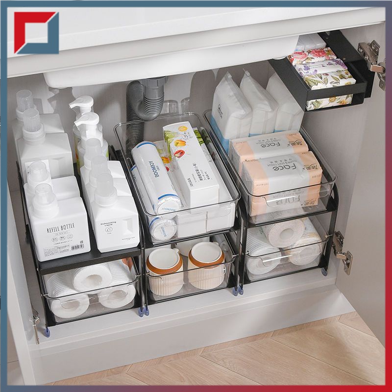 Under-sink pull-out shelf cabinet shelf kitchen spice bathroom cabinet kitchen cabinet multi-drawer storage shelf UQRN
