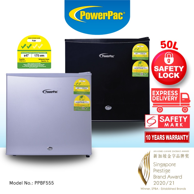 PowerPac Bar Fridge 50L / Mini Fridge with Lock-PPBF555A