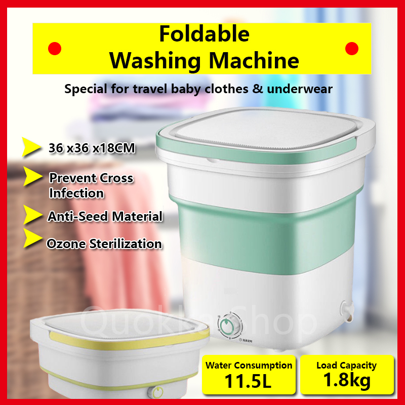 ?SG Ready Stocks? Foldable Washing Machine Portable Electronic Mini Washing Machine with drain basket