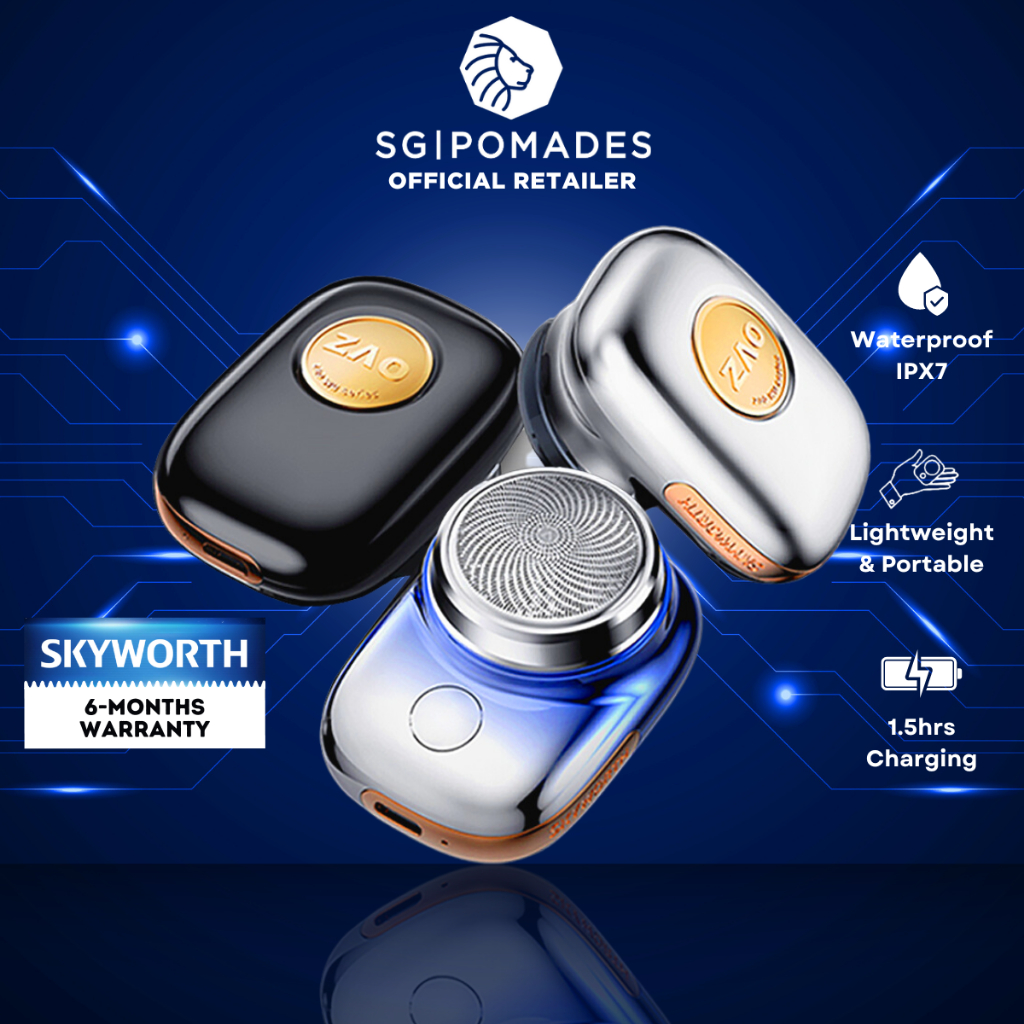 Skyworth Mini Pebble Electric Shaver with Li-Ion Battery IPX7 Waterproof - Blue / Black / Silver