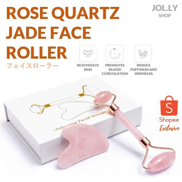 ?SG LOCAL STOCK? Natural Rose Quartz Jade?Roller Facial Body Massager?Gua sha?Face Lifting Beauty Massage?