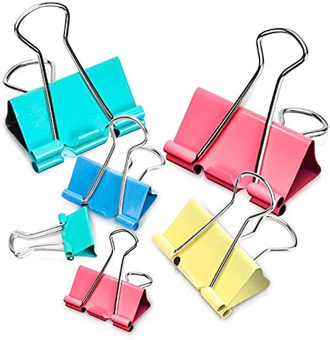 Binder Clips, 100PCS Binder Clips Assorted Sizes [2022 Upgrade] Large, Medium, Mini Binder Clips Combination, can use for Office, Home, School