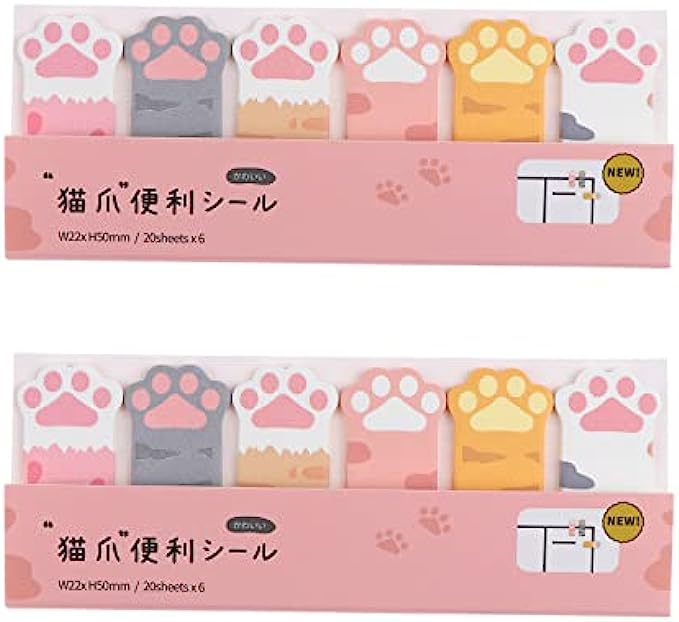 240Pcs Cartoon Animal Notes Cat Paw Memo Self-Adhesive Tabs Notes Page Markers Flags Index for Cat Lovers, Cute Office Supplies, Kawaii School Supplies