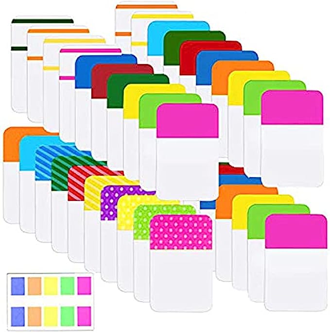ELII 900 Pieces Tabs Sticky Index Tabs,Writable and Repositionable File Tabs Flags Colored Page Markers Labels for Reading Notes, Books and Classify Files, 41 Sets (Index Tabs)