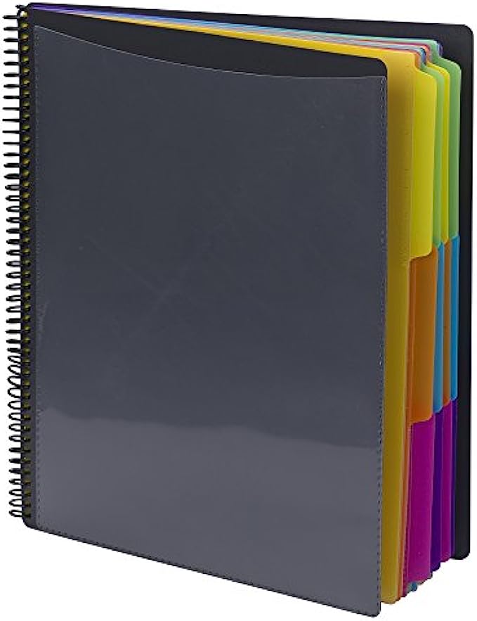 Smead 24 Pocket Poly Project Organizer, Letter Size, 1/3-Cut tab, Gray with Bright Colors (89206)