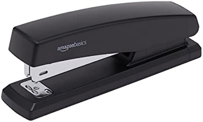Amazon Basics Stapler with 1000 Staples, for Office or Desk, 10 Sheet Capacity, Non-Slip, Black
