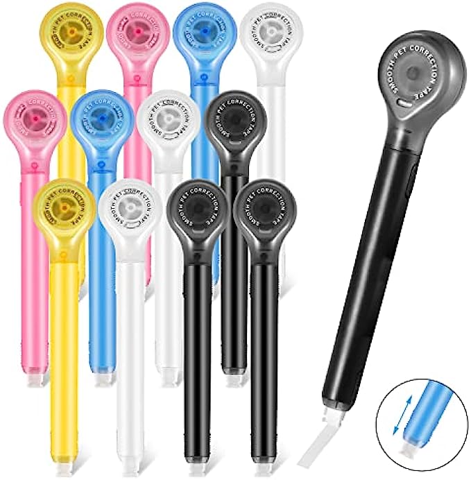 12 Pieces Correction Tape Pen, Cute White Out Correctional Tape Colorful Correction Pen Correction Writing Tape for Note School Office Supplies, 1/5 X 236 Inch
