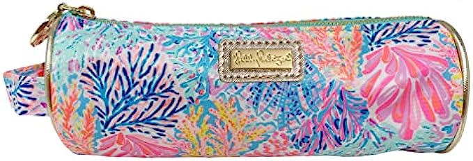 Lilly Pulitzer Cute Pencil Case, Colorful Zipper Pouch for School or Office Supplies, Small Travel Bag with Carrying Handle, Splashdance