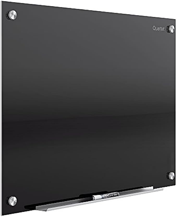 Quartet Glass Whiteboard, Magnetic Dry Erase White Board, 8' x 4', Black Surface, Infinity (G9648B)
