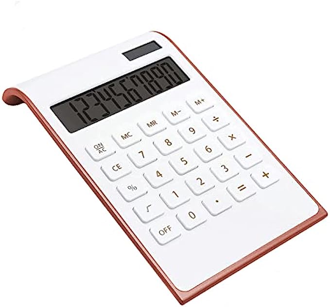 Rose Gold Calculator, UPIHO Rose Gold Office Supplies and Accessories, 10 Digits Solar Battery Basic Office Calculator, Dual Power Desktop Calculator with Large LCD Display, Pink Office Supplies