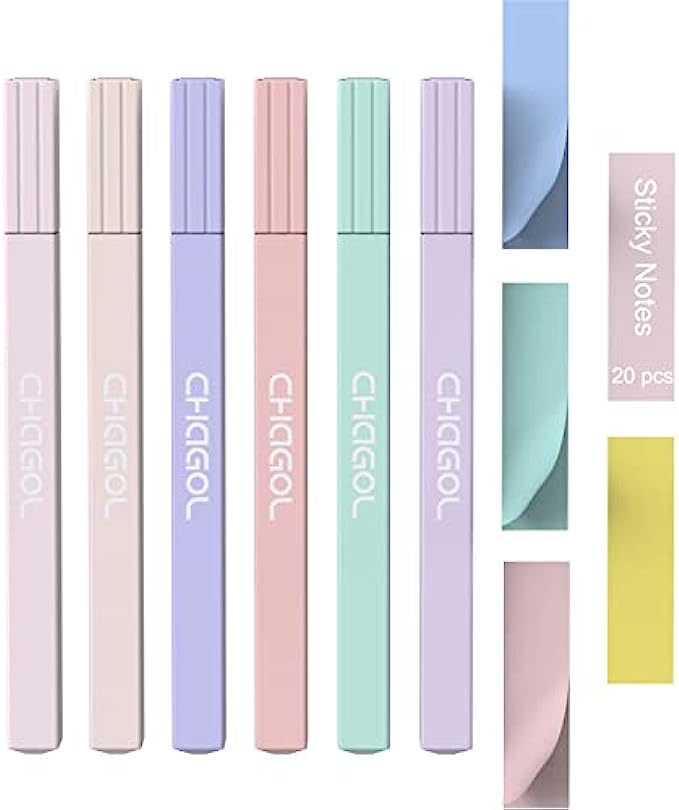 CHAGOL Cute Pastel Bible Highlighters and Pens No Bleed Through, Dry Fast Aesthetic Assorted Mild Colored Markers for Bible Journal Planner Notes School Office Supplies, 6 Pack (Youth)