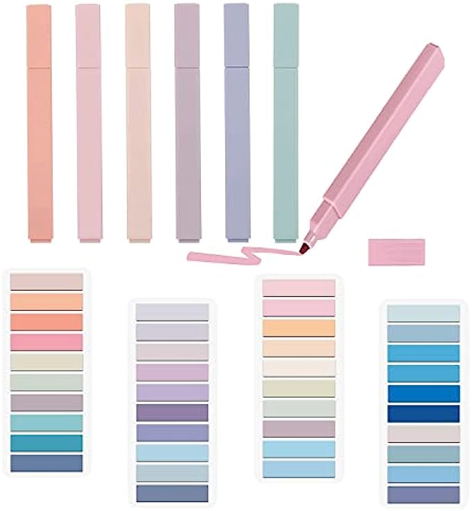 800Pcs Sticky Index Tabs,6 Pack Highlighters,40 Colors Tabs with Ruler Writable Sticky Notes for Annotating Books, File Classification Notes Highlights Journal Bible Planner School Office Supplies