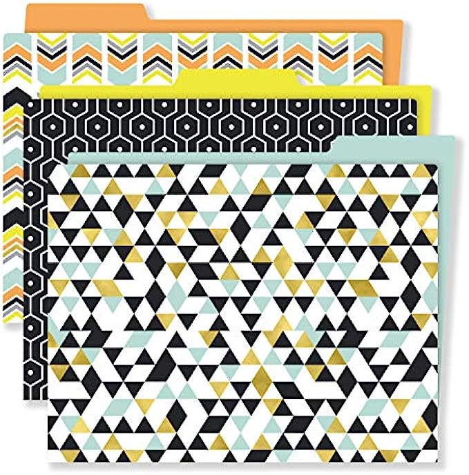 Carson Dellosa Aim High Decorative File Folders—11.75" x 9.5" Multi-Pattern Colored File Folders for Filing Cabinet, Office or Classroom File Organization (6-Pack)