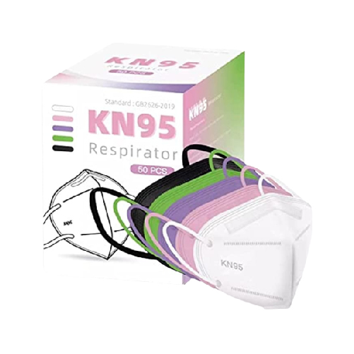 YIDERBO KN95 Face Masks 50Pack, 5-Ply Breathable Disposable Face Mask Filter Efficiency≥95%, Multicolor