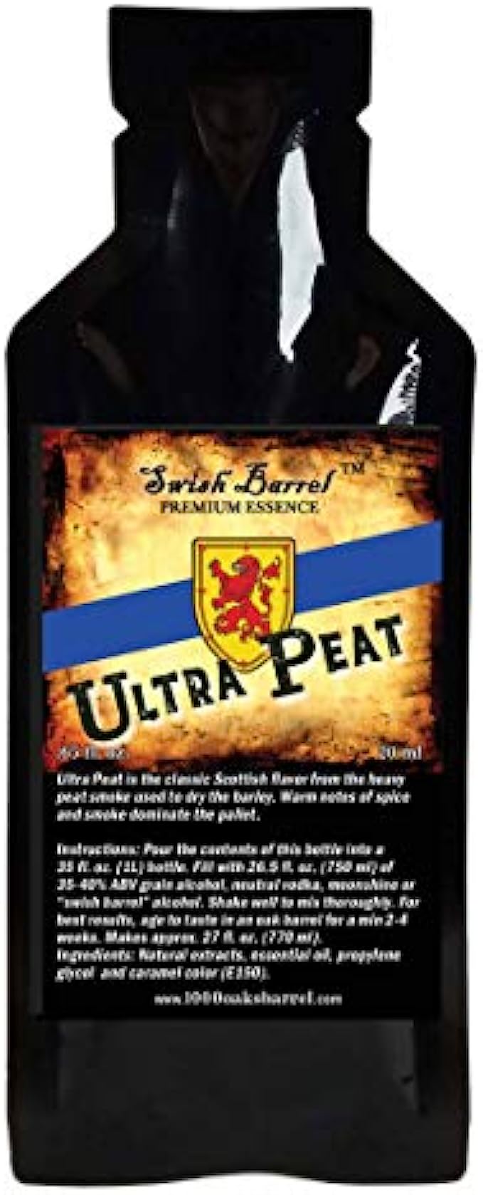 Ultra Peat Whisky Flavor Premium Essence | Bootleg Kit Refills | Thousand Oaks Barrel Co. | Gourmet Flavor for Cocktails Mixers and Cooking | 20ml .65oz Packet