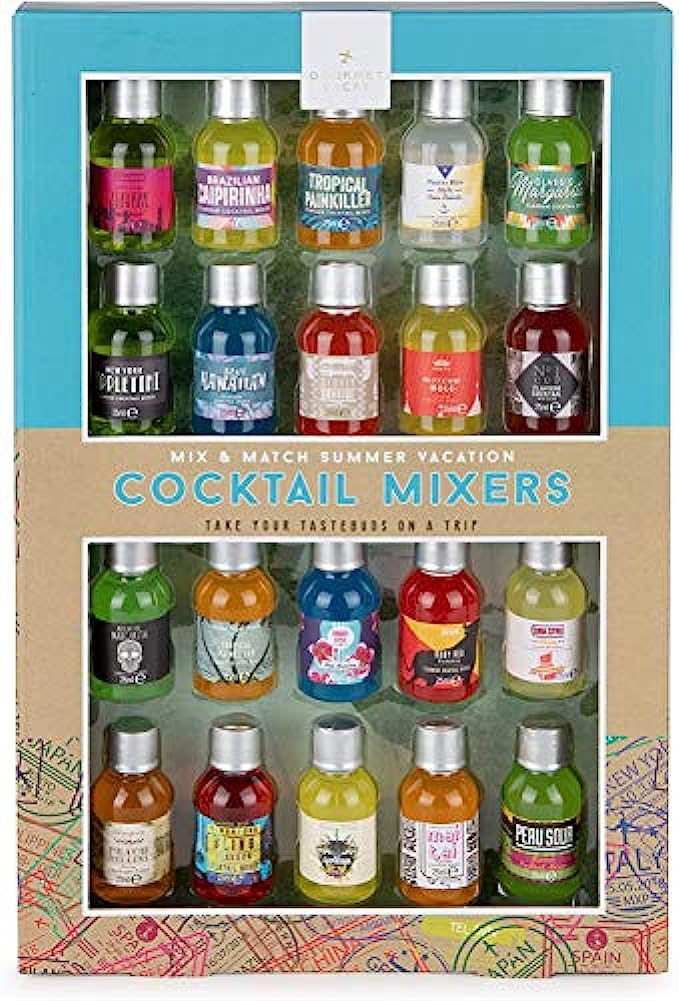 Thoughtfully Cocktails, Mix and Match Mini Sampler Cocktail Mixer Set, Vegan and Vegetarian, Tropical and Classic, Set of 20 (Contains NO Alcohol)