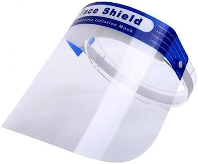 Protective Face Shield - Reusable 10 PC Unisex Face-Shield, All-Round Protection with Strap | Protects Face from Droplets and Saliva Clear Wide Visor Spitting | Transparent Shield for Home &amp; Work