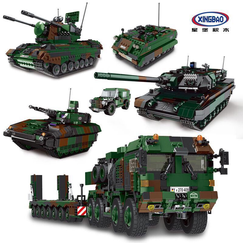 Get Gifts?XingbaoXB06040-43Leopard2a6Tank Transporter German Military Battlefield Assembled Building Block Toys RGMP