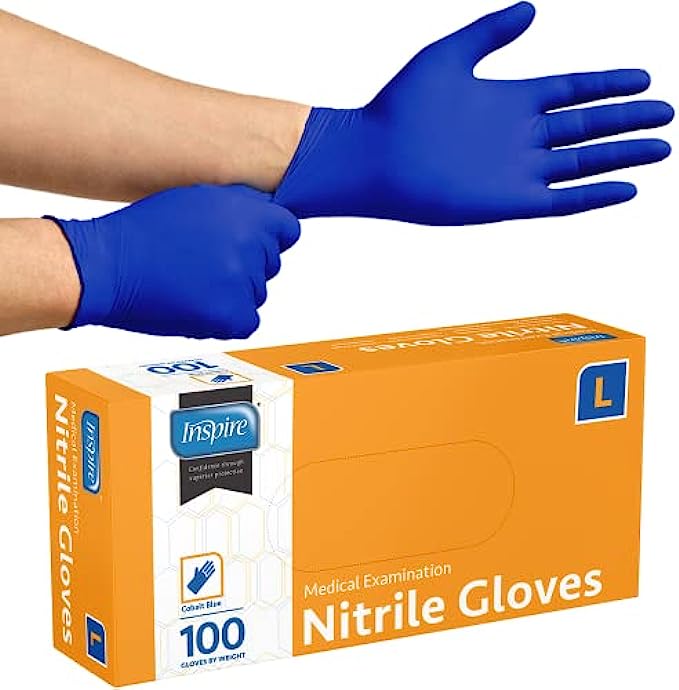 Inspire Nitrile Exam Gloves | THE ORIGINAL Quality Stretch Nitrile Cobalt Blue