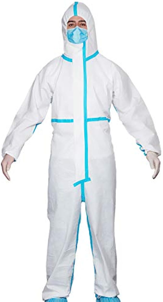 JMU Disposable Isolation Clothing with Hooded &amp; Elastic Cuff, Disposable Coverall XL Size, Full Body Protective Suit 1 Pack