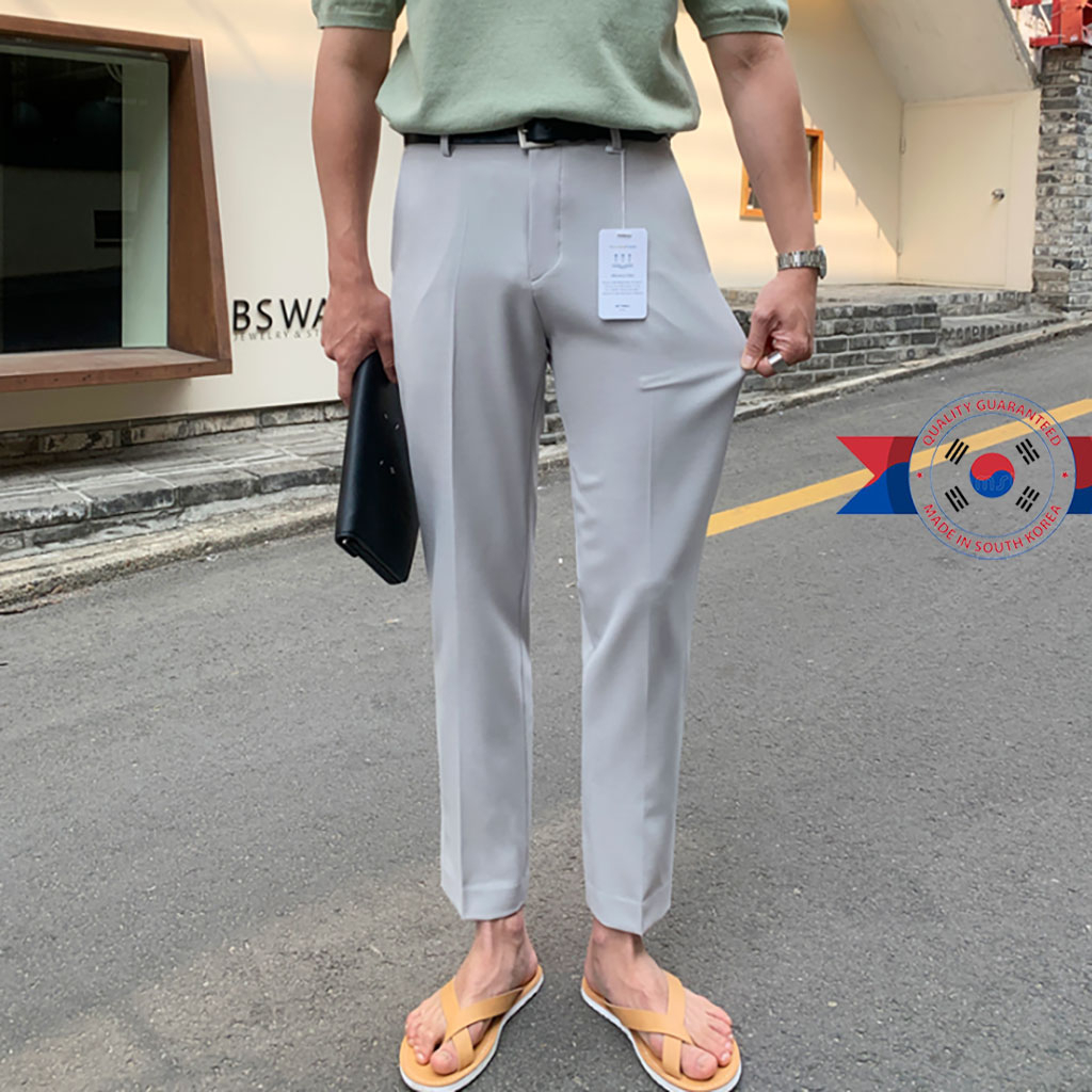 Coolfort Men Korean Style Trousers Long Pants Wrinkle Free Basic Slacks