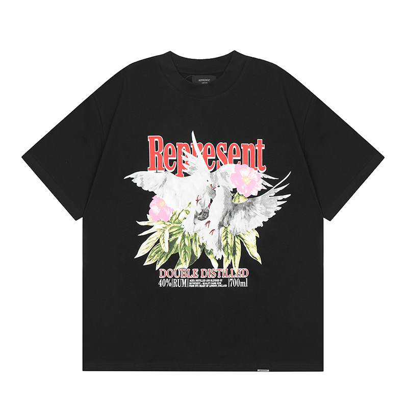REPRESENT T Shirts Peace Pigeon Graphic Print Loose Best Quality Men Women Short Sleeve Black White Round Neck Tops Tee