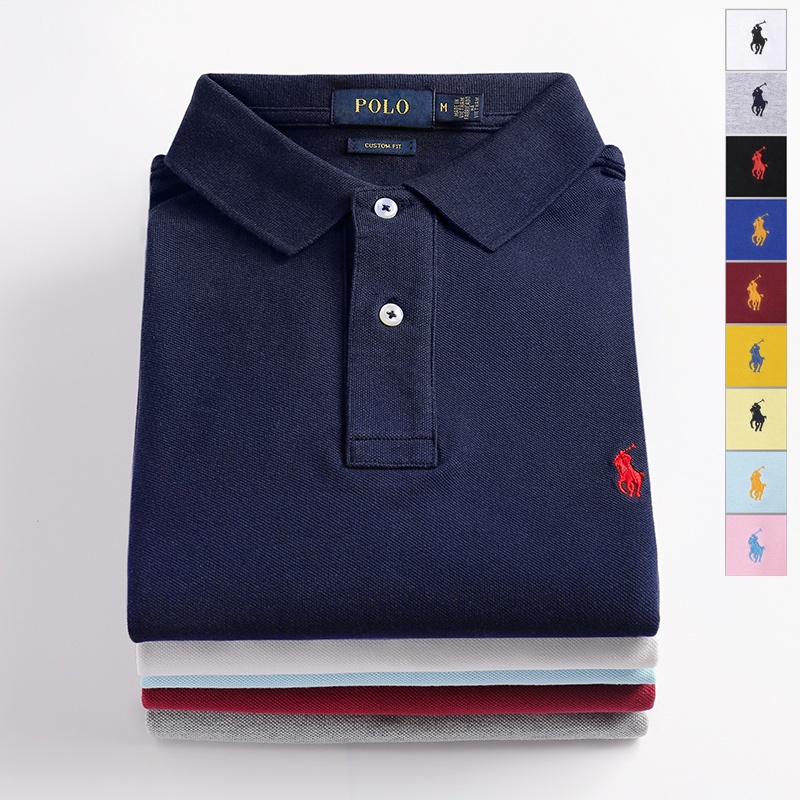 【New Arrival】Fashion_Ralph Laurens Men's Summer Cotton Business Casual Plus Size Polo Shirt