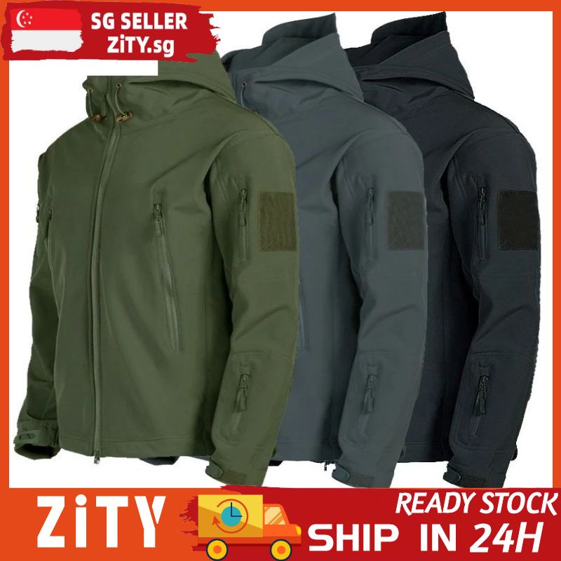 ?ZiTY?Men Army Waterproof Outdoor Cargo Jacket Shark Skin Soft Shell Clothes Military Tactical Windproof Jacket Windbreaker