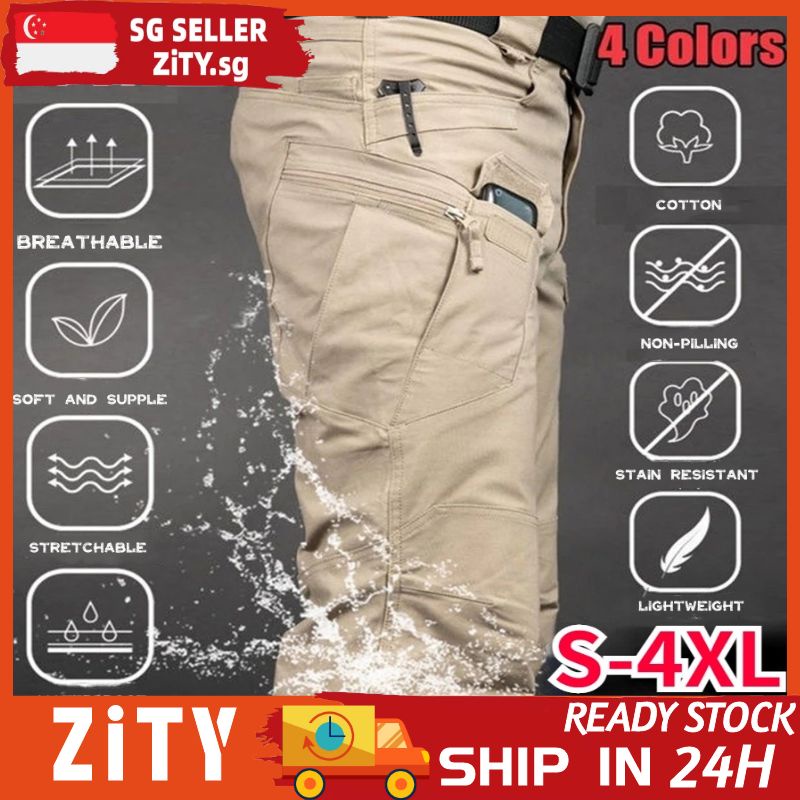 ?ZiTY?IX7 S-4XL Tactical Pants Waterproof Slim Fit Multi Pockets Anti-stain Tactical Black Cargo Pants Men Military Tactical Cargo Pants Outdoor Men's Training Pants