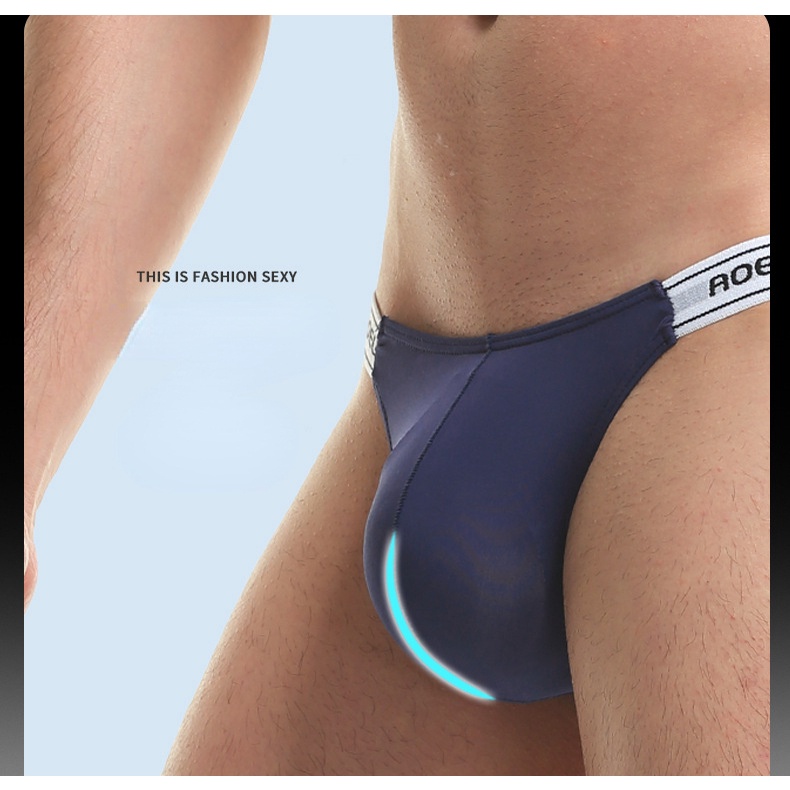 Men Ice Silk Solid Color Elastic Skinny Youth Sexy Low Waist Fitness Sports Comfortable Briefs 257