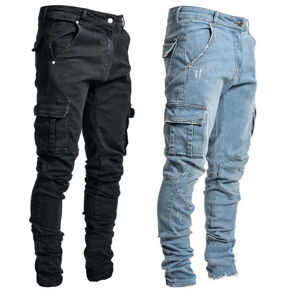 Men Jeans Skinny Jeans Stretch Pants Slim Fit Pants Ripped Jeans Long Pants Men Pants