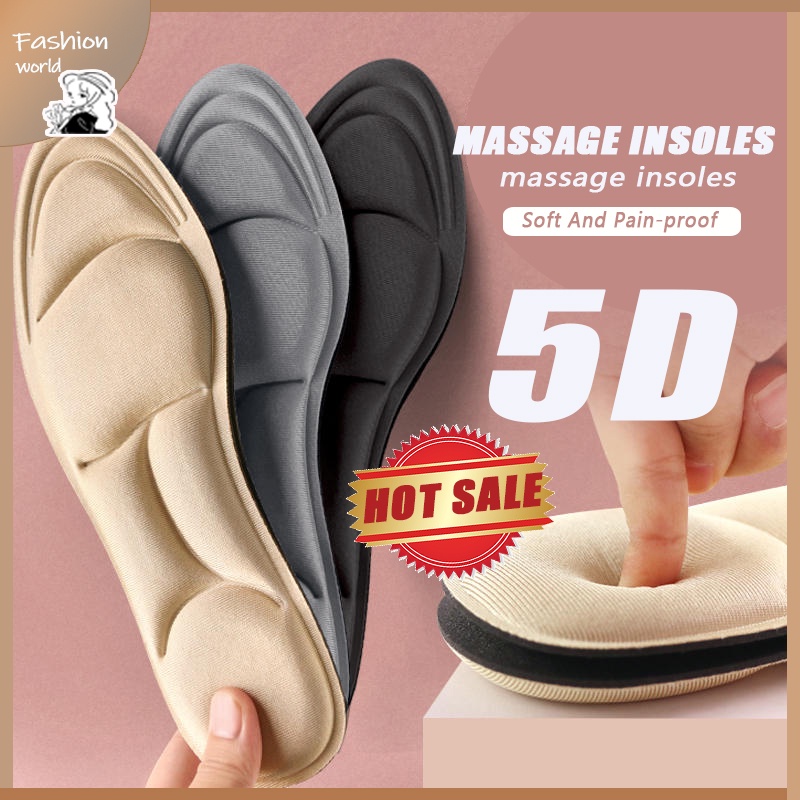 [HOT SALE] ?5D Unisex Heel Wear Cushion Pads Memory Sponge Foam Cotton Sport Soft Insoles Pain Relief Sponge Cushion Pads