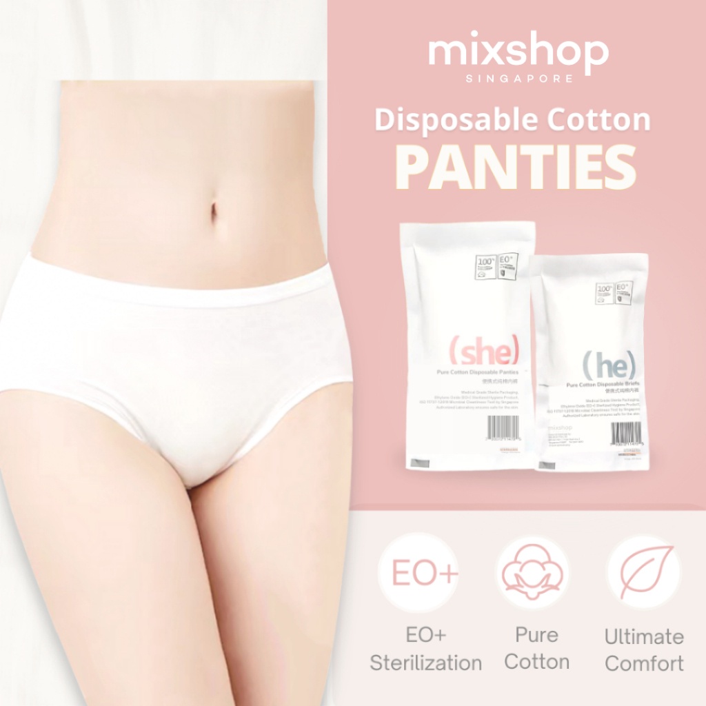mixshop Pure Cotton Disposable Panties, lady's disposable underware  [EO+ Sterilization]