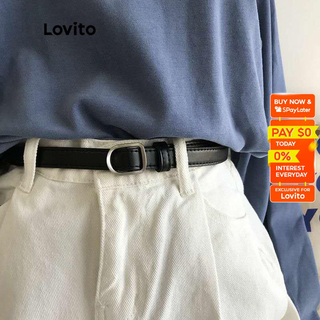 Lovito Casual Plain Basic Nonporous Women Belt L38ED003 (Mocha Brown/Black)