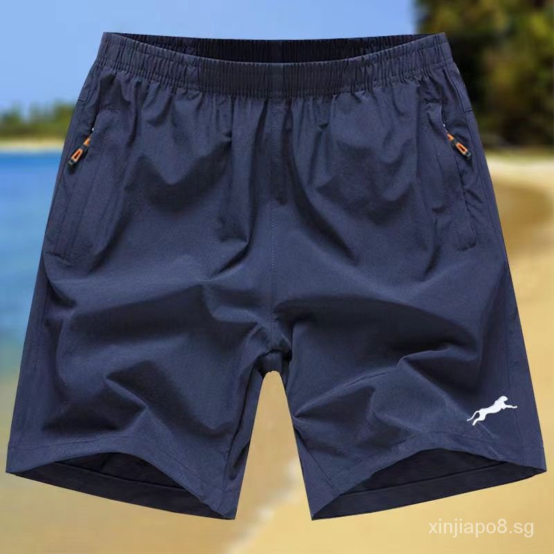 Shorts Summer Stretch Ice Silk Quick-Drying Beach Pants Men's Large Trunks Five Points Breathable plus Size Casual Loose Sports Umjr