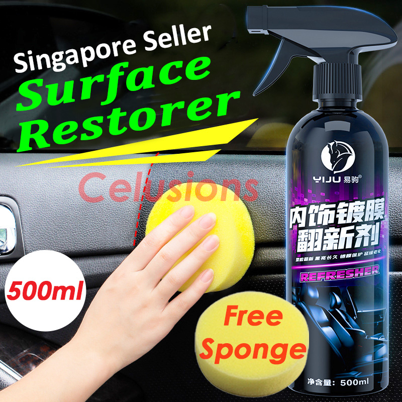 【FREE Sponge】⭐Plastic Restorer Spray⭐ Surface Coating Agent Car Home Motorcycle Use Leather Rubber Black Paint Restore