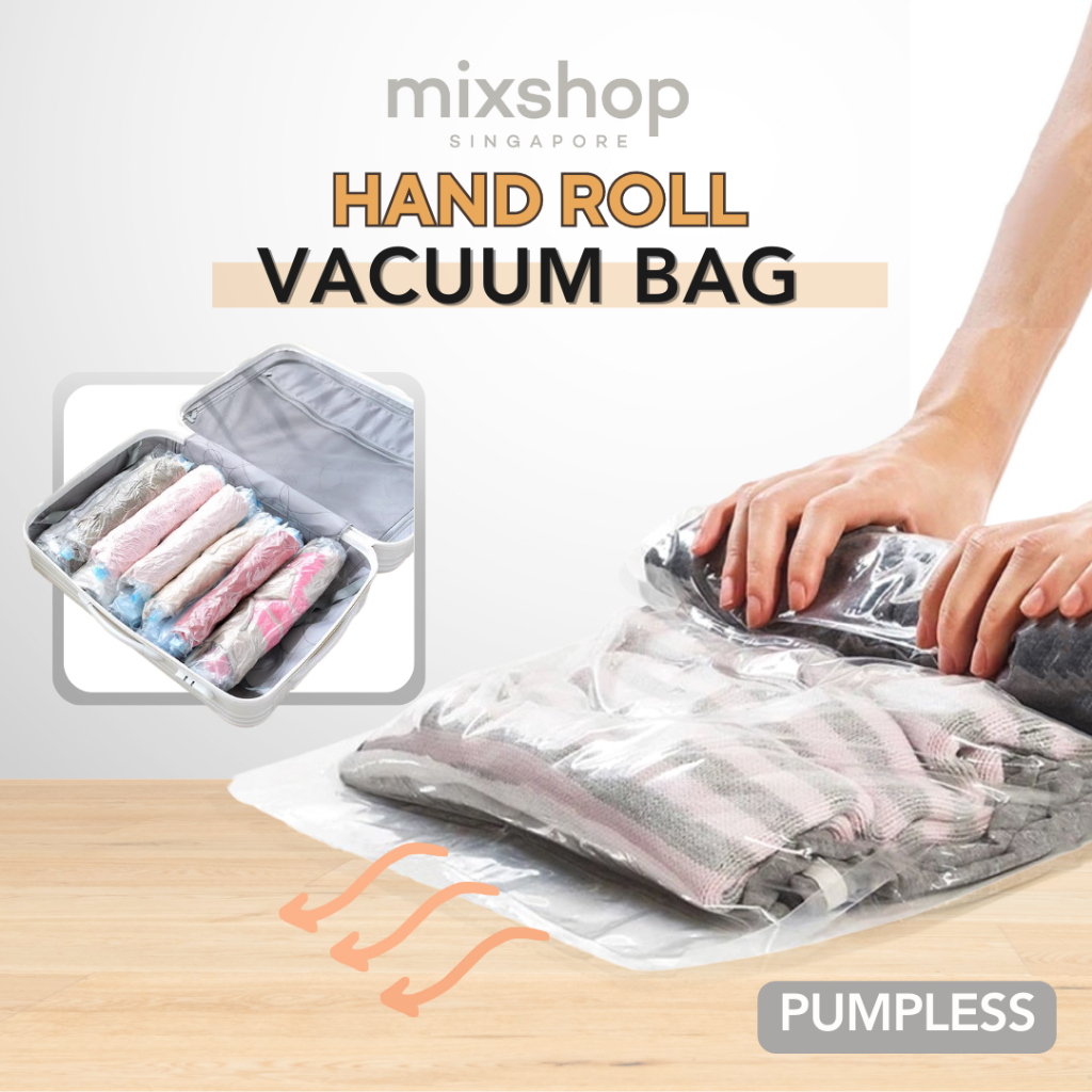 mixshop Hand Roll Travel Vacuum Bag,  Household Storage,  Compression, Organizer  [SG READY STOCK]