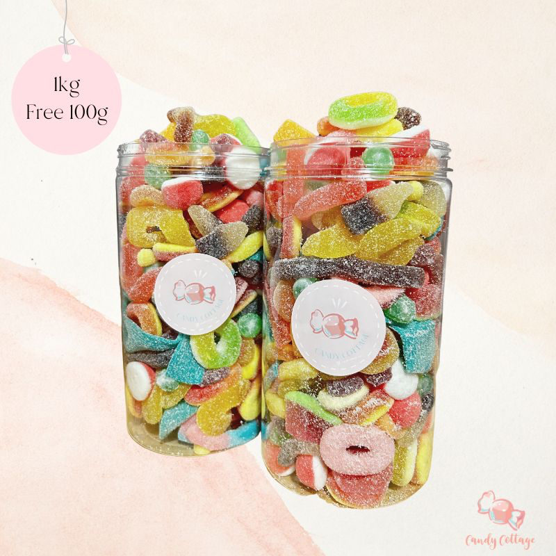Candy Cottage 550G/1.1KG  Gummy Bottle - MIX AND MATCH ASSORTED GUMMY SOUR GUMMY AND CANDY BIRTHDAY GIFT DOOR GIFT