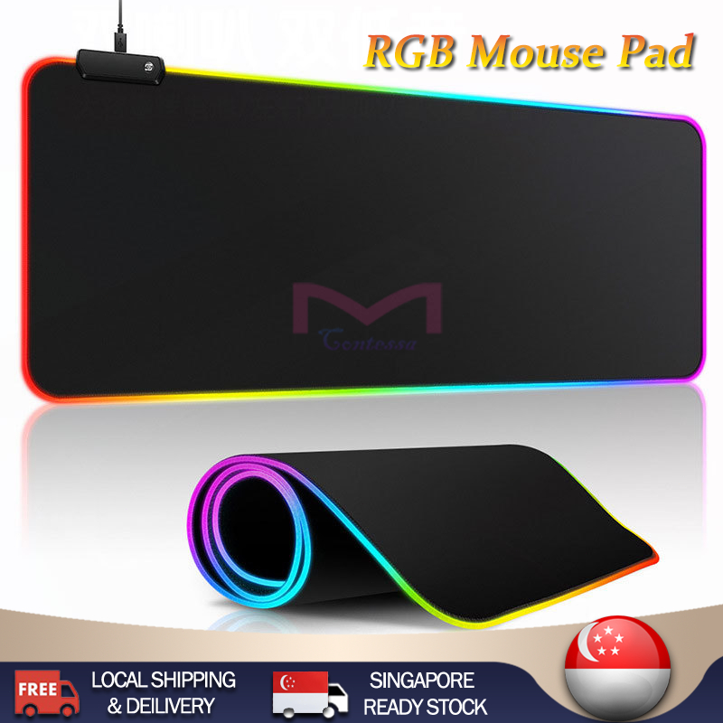 [SG Stock] New RGB Gaming MousePad/7 LED Color Backlit+3 Lighting Model Large Desk Mat Mouse Mad (Water-resistant)